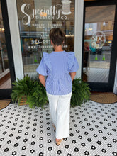 Load image into Gallery viewer, Bayleigh Striped Ruffle Top - Blue