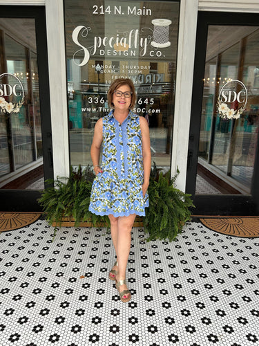 Norah Floral Mini Dress - Blue