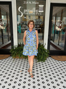 Norah Floral Mini Dress - Blue