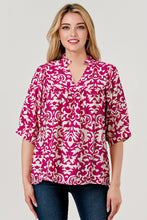 Load image into Gallery viewer, Devon V-Neck Top - Magenta Print *Regular &amp; Curvy*