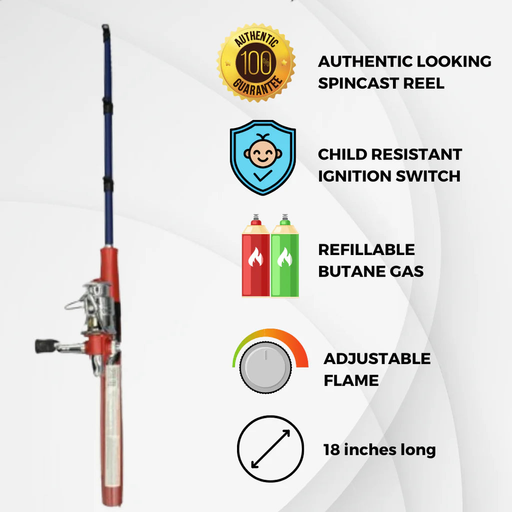 deep sea fishing pole barbecue lighter Open Face Fishing Pole BBQ Lighter