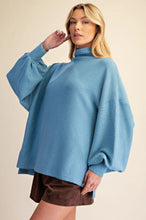 Load image into Gallery viewer, Carley Mock Neck Balloon Sleeve Top - Blue