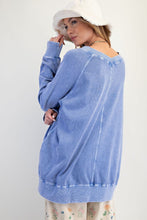 Load image into Gallery viewer, Mineral Washed Terry Oversized Pullover - Peri Blue