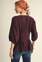Load image into Gallery viewer, Rhonda Drop Shoulder Peplum Top - Red Bean