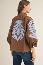 Load image into Gallery viewer, Fran Bold Applique Ruffle Neck Top