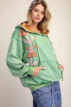 Load image into Gallery viewer, Floral Patch Washed Terry Pullover - Green