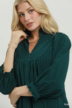 Load image into Gallery viewer, Gretchen Striped Seersucker Midi Dress - Teal