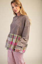 Load image into Gallery viewer, Plaid Ruffle Bottom Babydoll Tunic - Olive Gray
