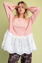 Load image into Gallery viewer, Mixed Fabric Lace Bottom Tunic - Pink