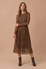 Load image into Gallery viewer, Leopard Print Mesh Fit &amp; Flare Midi Dress