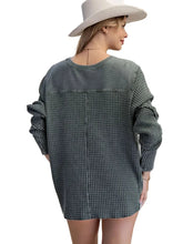 Load image into Gallery viewer, Mineral Washed Thermal Waffle Pullover - Pine Green
