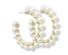 Load image into Gallery viewer, Pierce + Hide Pearl Hoops Earrings