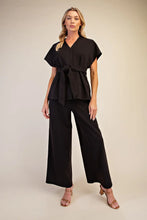 Load image into Gallery viewer, Allie Wrap Waist Tie Top - Black