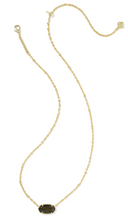 Load image into Gallery viewer, Kendra Scott Tiger Striped Elisa Short Pendant Necklace - Dark Brown Hawks Eye