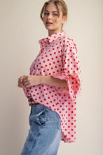 Load image into Gallery viewer, Dots Poplin Button Down Top - Pink