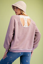 Load image into Gallery viewer, Lace Back Knit Pullover Top - Berry