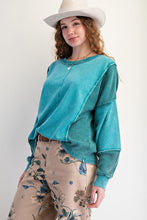 Load image into Gallery viewer, Thermal Mix Washed Terry Pullover - Teal