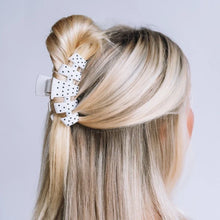Load image into Gallery viewer, Medium Teleties Classic Hair Clip - White Polka Dot Party