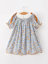 Load image into Gallery viewer, Girl's Fall Smocked Ribbon Dress