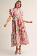 The Sadie Floral Midi Dress - Pink