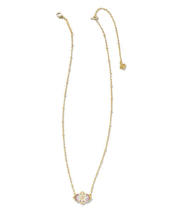 Kendra Scott Elisa Gold Flower Petal Frame Short Pendant Necklace in Pastel Mix