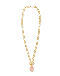 Kendra Scott Daphne Gold Chain Necklace in Light Pink Iridescent Abalone