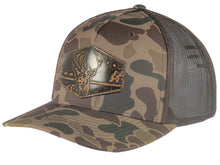 Load image into Gallery viewer, Buck Old School Camo Trucker Hat. Hand Burnished patch