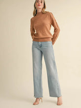 Load image into Gallery viewer, Ruth Pointelle Mock Neck Sweater - Beige