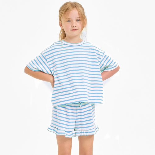 Stripes For Days Girl's Set {Top} - Light Blue
