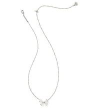 Load image into Gallery viewer, Kendra Scott Blair Silver Bow Small Short Pendant Necklace in Iridescent Drusy