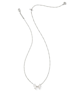 Kendra Scott Blair Silver Bow Small Short Pendant Necklace in Iridescent Drusy