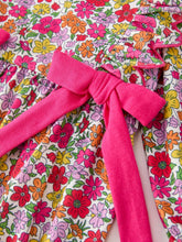 Load image into Gallery viewer, Hot Pink Bow Floral Girl Bubble Romper