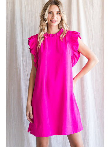 The Kate Ruffle Dress - Hot Pink