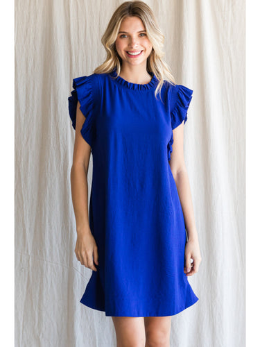 The Kate Ruffle Dress - Royal Blue