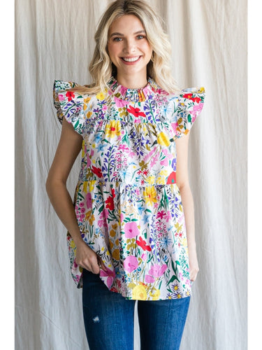 Lizzie Floral Ruffle Top