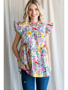 Lizzie Floral Ruffle Top