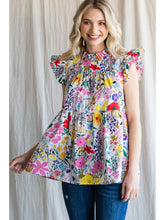Load image into Gallery viewer, Lizzie Floral Ruffle Top