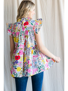 Lizzie Floral Ruffle Top