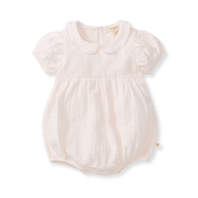 Load image into Gallery viewer, Burt's Bees Baby Girl Muslin Collar Bubble Romper