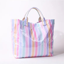 Load image into Gallery viewer, Waterproof Glossy Stripe Tote Bags - Rainbow