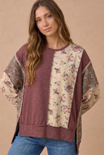 Load image into Gallery viewer, Bonnie Floral Waffle Top - Burgundy/Taupe