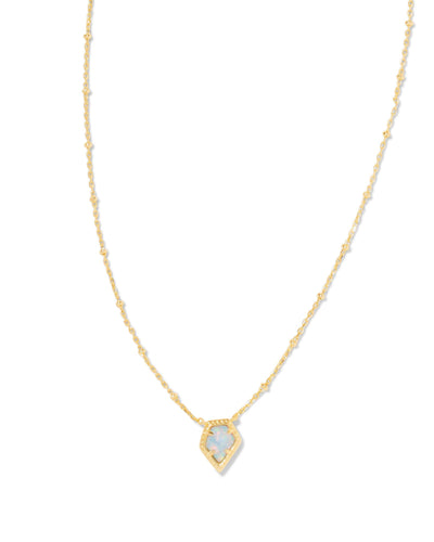Kendra Scott Framed Gold Tess Satellite Short Pendant Necklace in Luster Light Blue