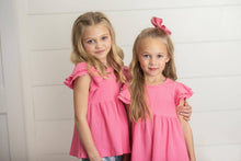 Load image into Gallery viewer, Girl's Double Ruffle Flutter Sleeve Shirt - Pink