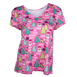 Pink Christmas Pajama Top