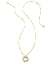 Load image into Gallery viewer, Kendra Scott Mikki Gold Pave Short Pendant Necklace in White Crystal