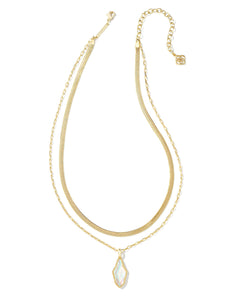 Kendra Scott Evelyn Gold Multi Strand Necklace in Rock Crystal Dichroic