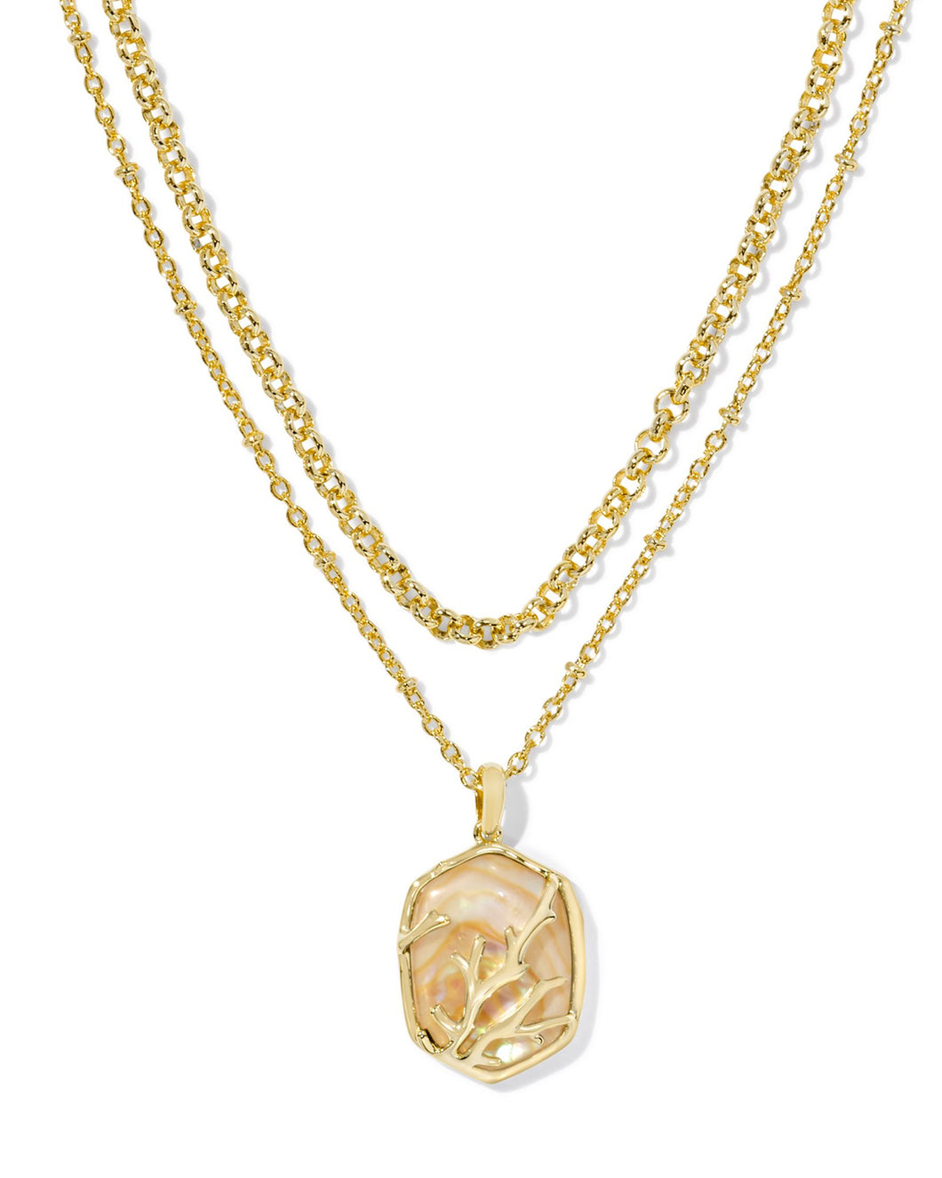 Kendra Scott Daphne Gold Coral Frame Multi Strand Necklace in Iridescent Abalone