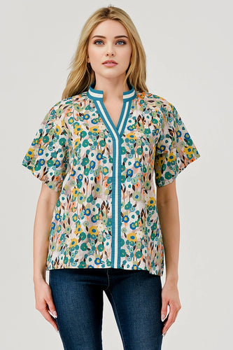 Mara Floral Top - Teal Mix