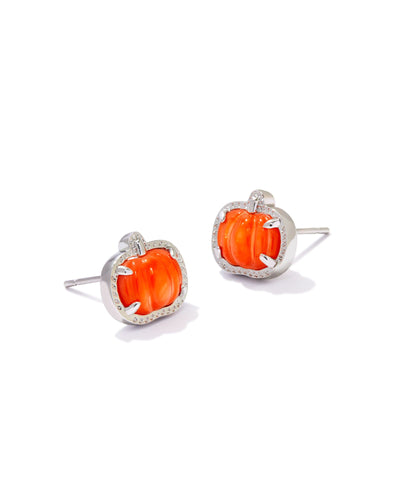 Kendra Scott Pumpkin Silver Stud Earrings in Orange Mother-of-Pearl