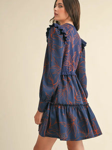 Phoebe Mixed Media Dress - Navy